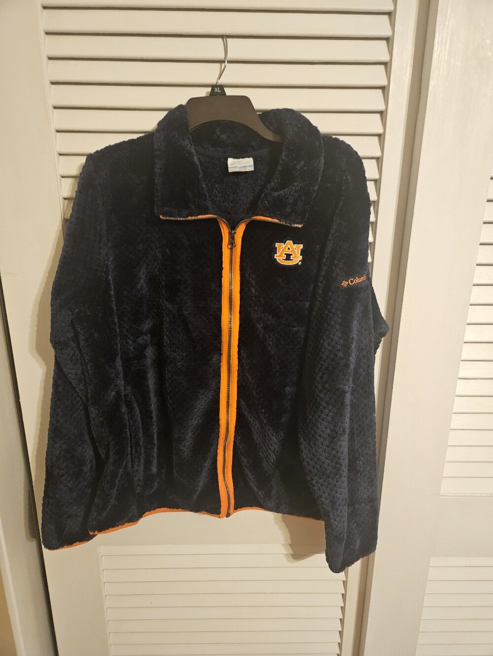 Columbia Navy Jacket with Orange Trim and Auburn Logo Size Xxl, Super Soft